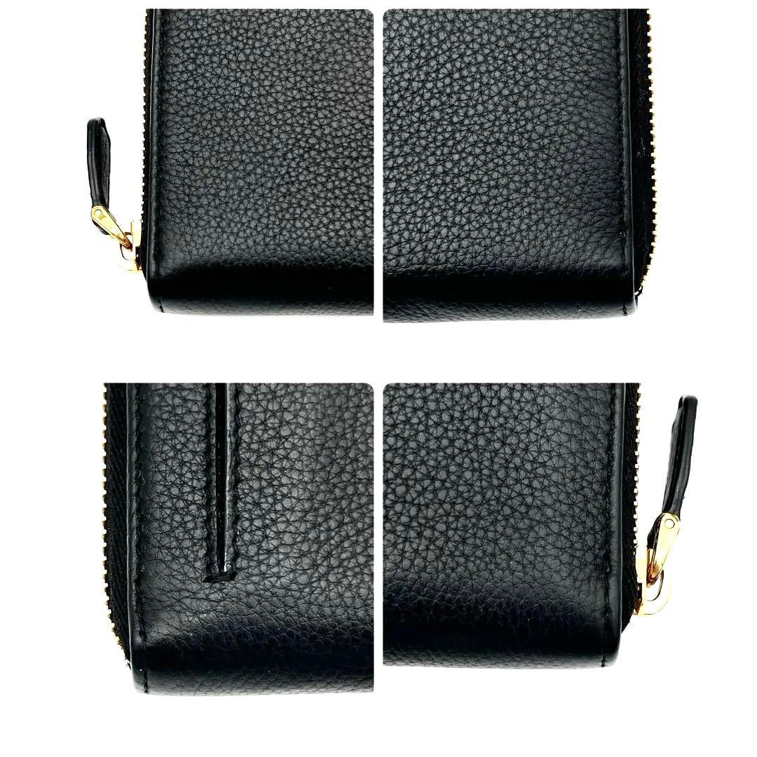 未使用品級】PRADA 長財布 シボ革 ゴールド金具 ブラック ゴールド