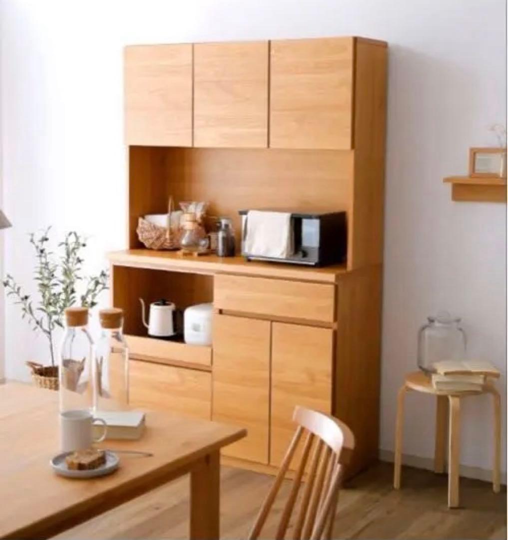 【最終値下げ　引っ越し】大川家具　ナチュラルウッド 食器棚 収納 日本国産 大川家具 食器棚 トスティ W80cm オープンボード 扉タイプ