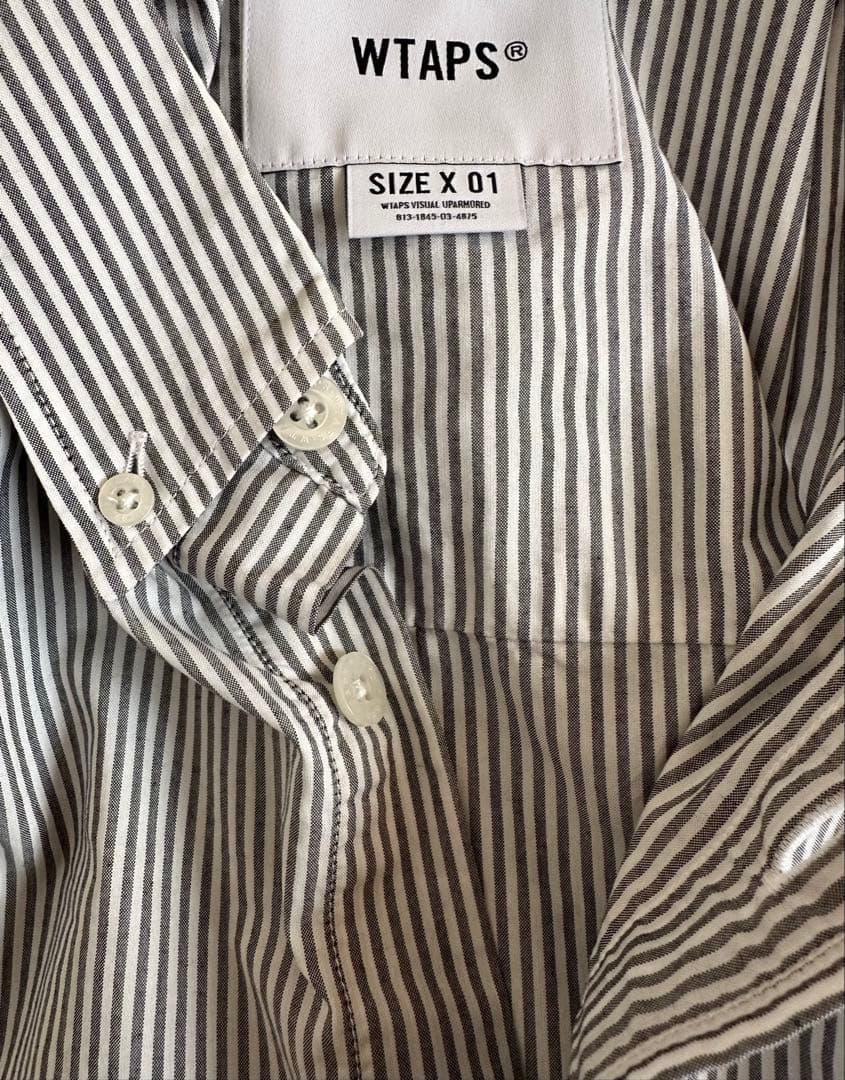 WTAPS ストライプ 半袖シャツ サイズX 01 ブラック クールマックス
