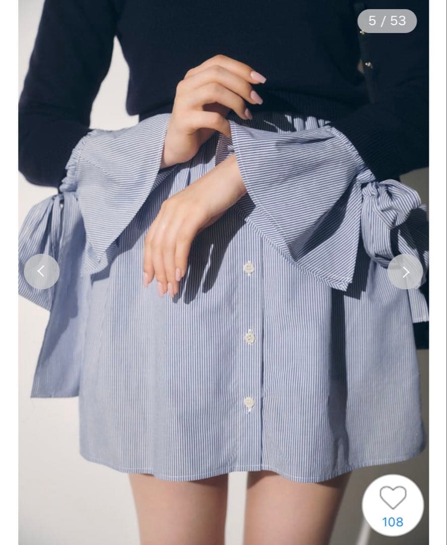 スナイデル 今期新作 ニットセットブローチ付きミニシャツワンピース