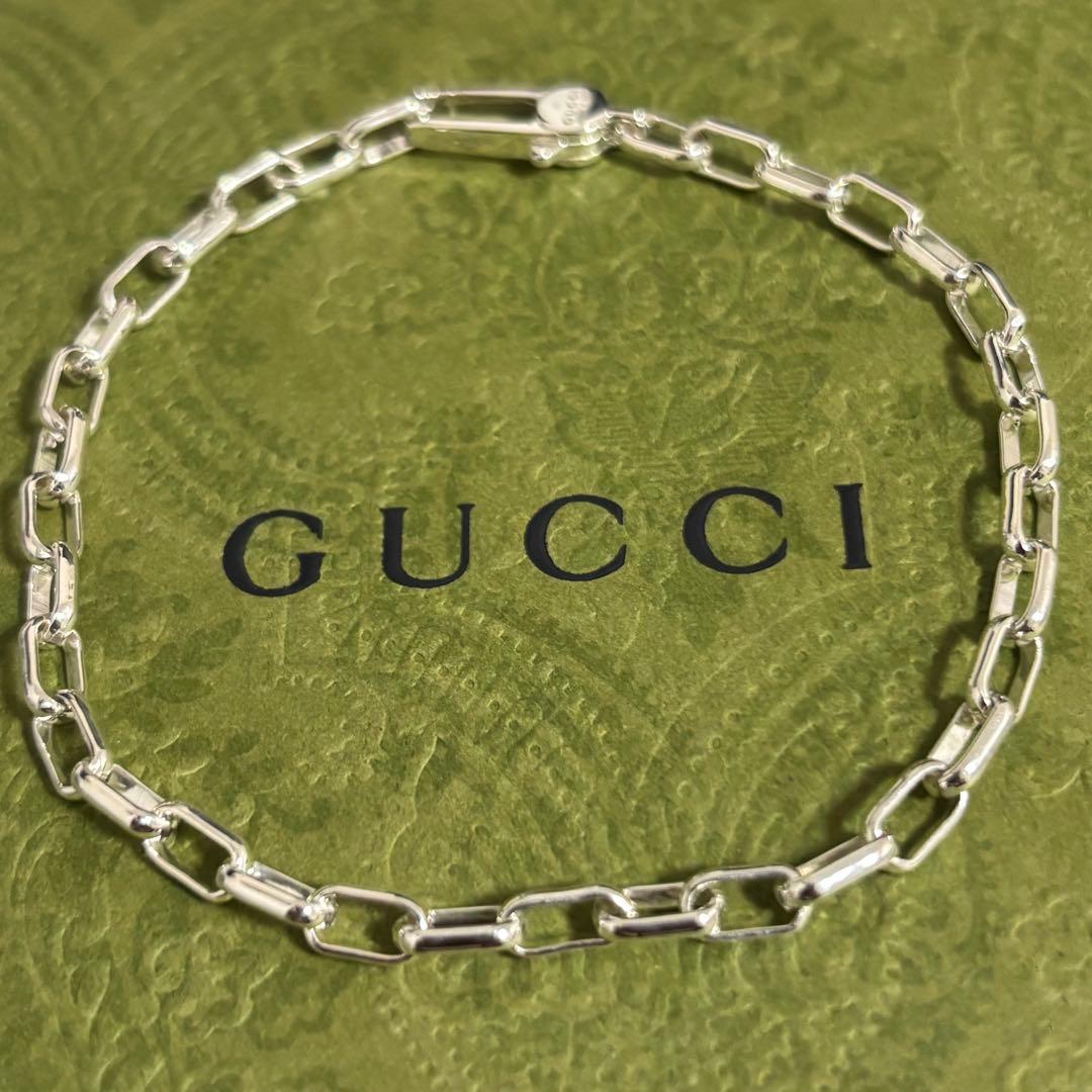 GUCCI 新品同様品 G刻印ベネチアンチェーンブレスレット 925 刻印19