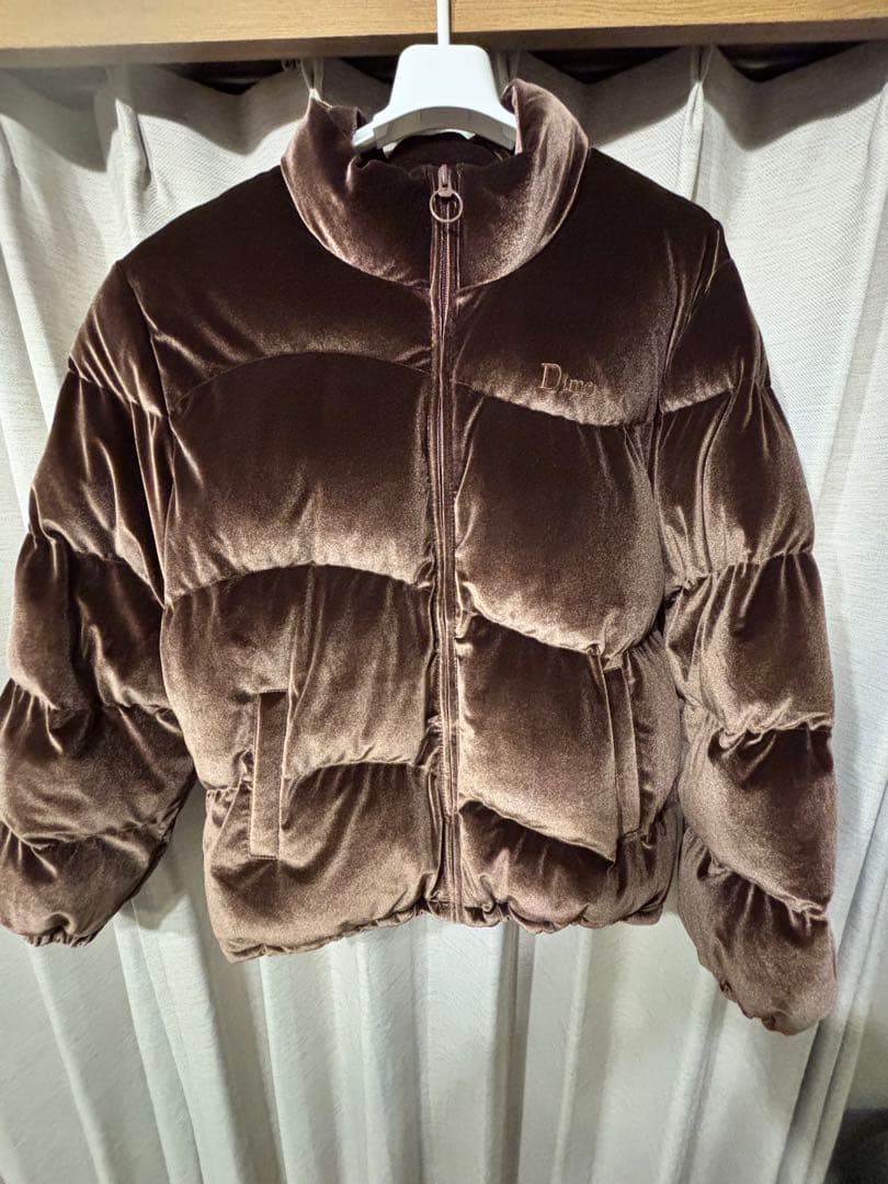 Dime ベロア ダウンジャケット Lサイズ ブラウン - メルカリ