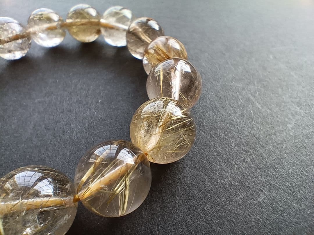 ゴールドルチル クォーツ 12.5mm玉(±0.3mm) 　16cmブレス ⑧