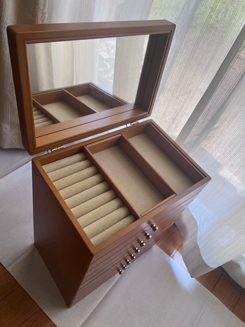 値下げしました！】木製収納ジュエリーボックス ミラー付き