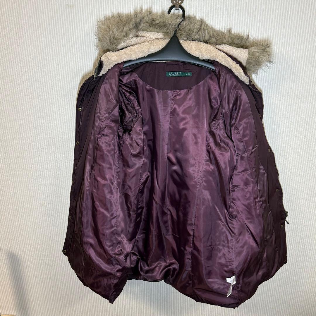 《未使用品》ラルフローレン US古着ロングダウンコート　ブルゴーニュカラー　Ｌ