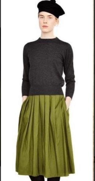 マーガレットハウエル シルクタックスカート黄緑【II】 SILK COTTON POPLIN - SELECT EYE COMPANY：セレクトアイ カンパニー