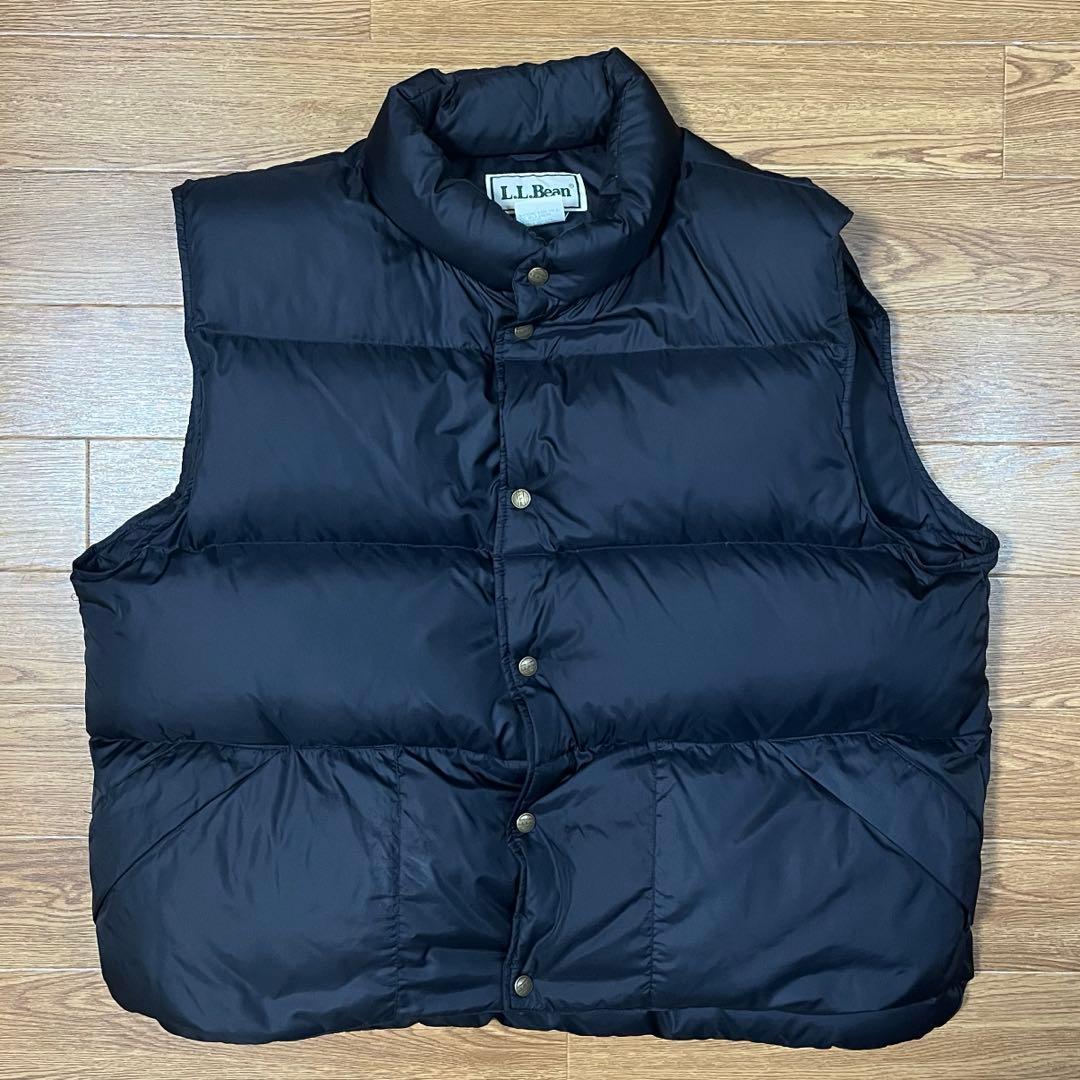 #*様 エルエルビーン ダウンベスト ブラック XL-Regular 80s 9 90s】LL BEAN /OUT DOORSタグ ダウンベスト ブラック XL エルエル