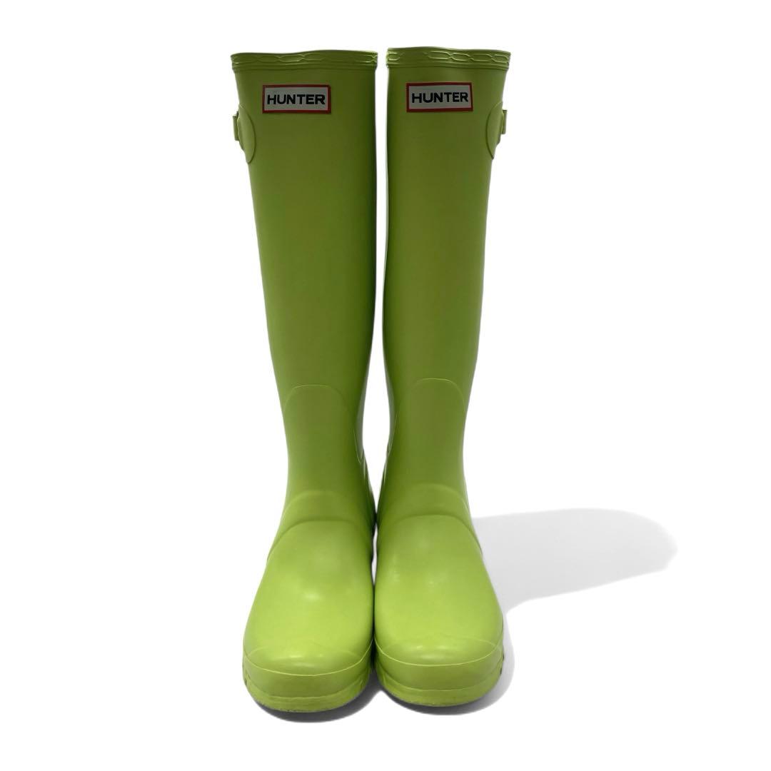 未使用級 ハンター レインブーツ ライムグリーン UK7 25.5cm