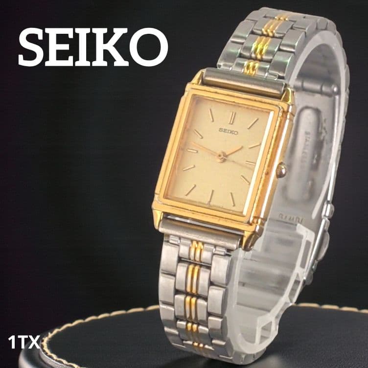 希少 SEIKO セイコー クォーツ レクタンギュラー ゴールド コンビ