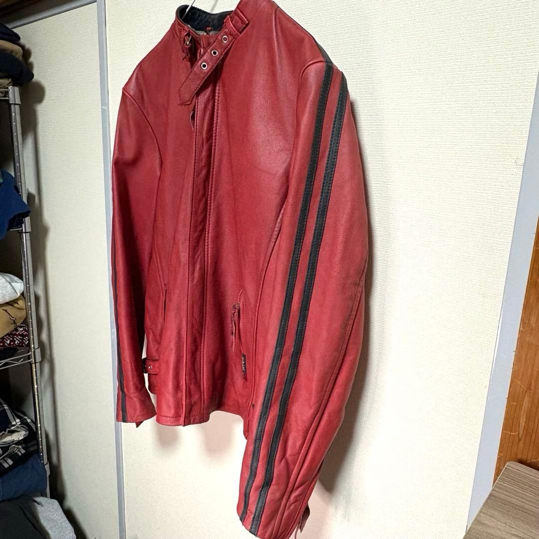 Schott シングルライダース レッド ブラックライン - メルカリ