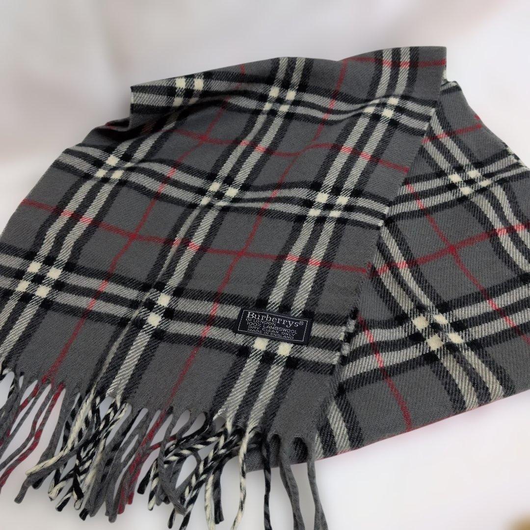 ✿Burberrysバーバリーラムウール100%ノバチェック 柄 マフラー良品