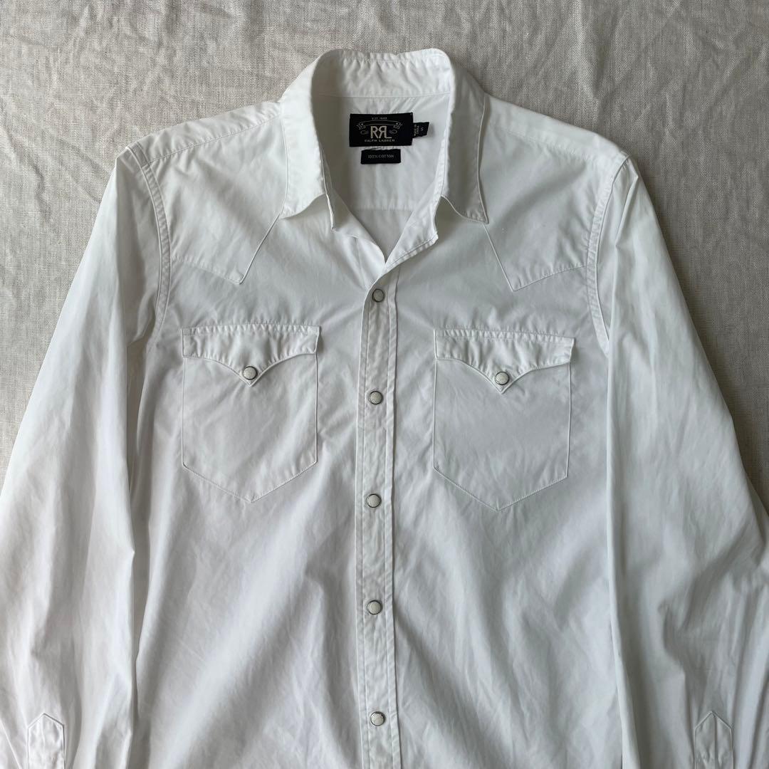 RRL ダブルアールエル ホワイト 白 ウエスタンシャツ 長袖 S - メルカリ