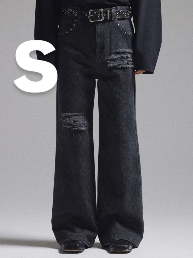 【GRANCY】 グランシーレオパードダメージフレアパンツ Sサイズ GRANCY】Leopard Damage Flare Pants / レオパードダメージフレア