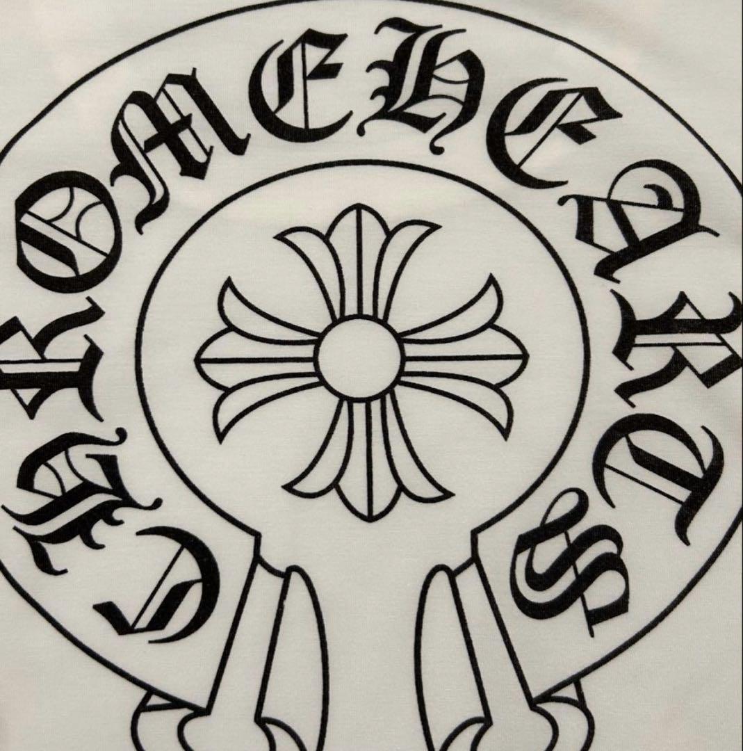 新品 クロムハーツ柄 ロングスリーブTシャツ ホワイト ピチT ロゴ入 S