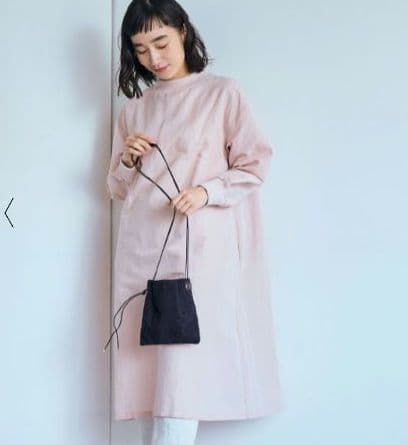 新品 中川政七商店 綿麻ハイネックワンピース 灰桜 Aライン 長袖