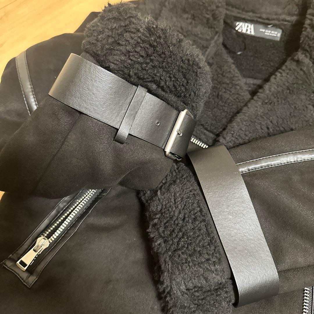 ZARAザラ ムートンジャケット フェイクファー ダブルライダース最終