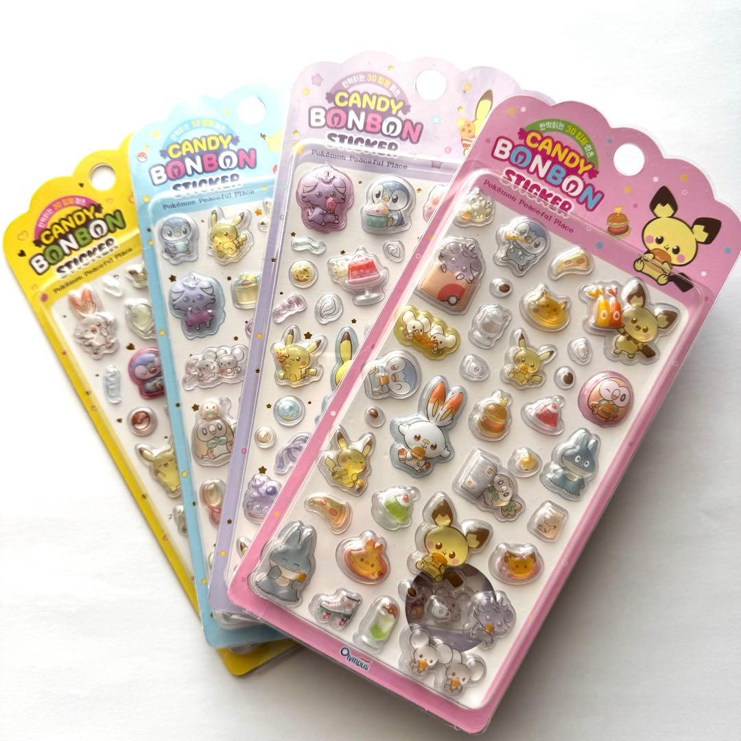 韓国限定】ポケピース 3D立体シール 4種セット 新品未開封 ポケモン
