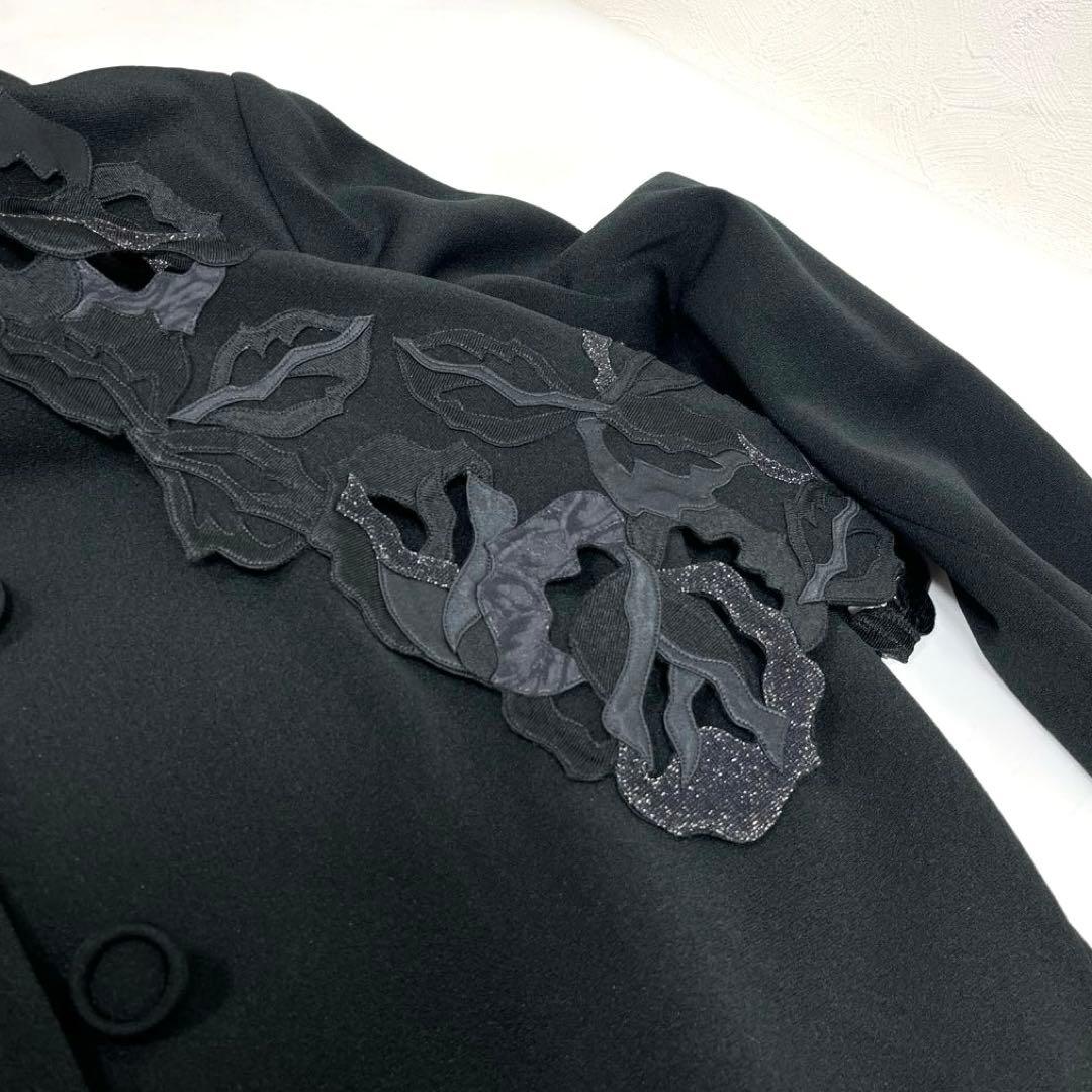 【タグ付き】《Ms.REIKO》レディース　ケープ風ミドル丈コート　ブラック