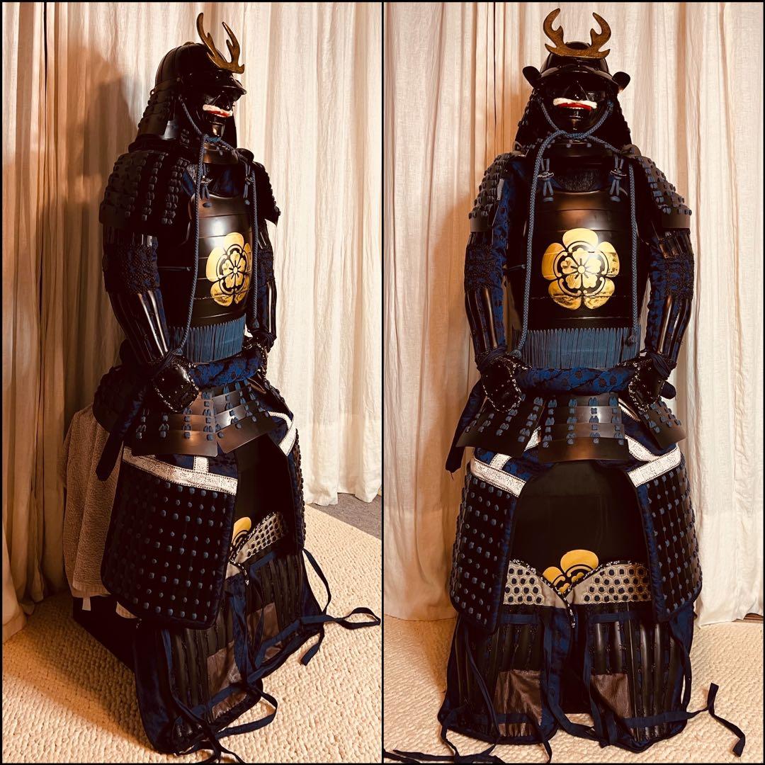【アイコム匿名配送即発送即購入ok】専用　鎧•甲冑】黒色紺糸威当世具足 L033A (即納品) 黒桶側二枚胴具足 時代仕上げ - サムライストア