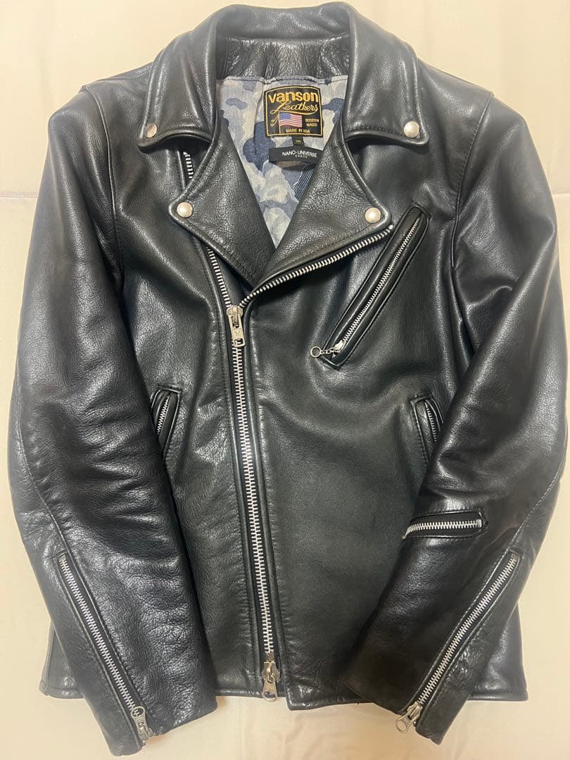 sjtim 　vanson ライダース バンソン　ナノユニバース バンソン×ナノ・ユニバース - 天然皮革の傷を活かしたヴィンテージ風