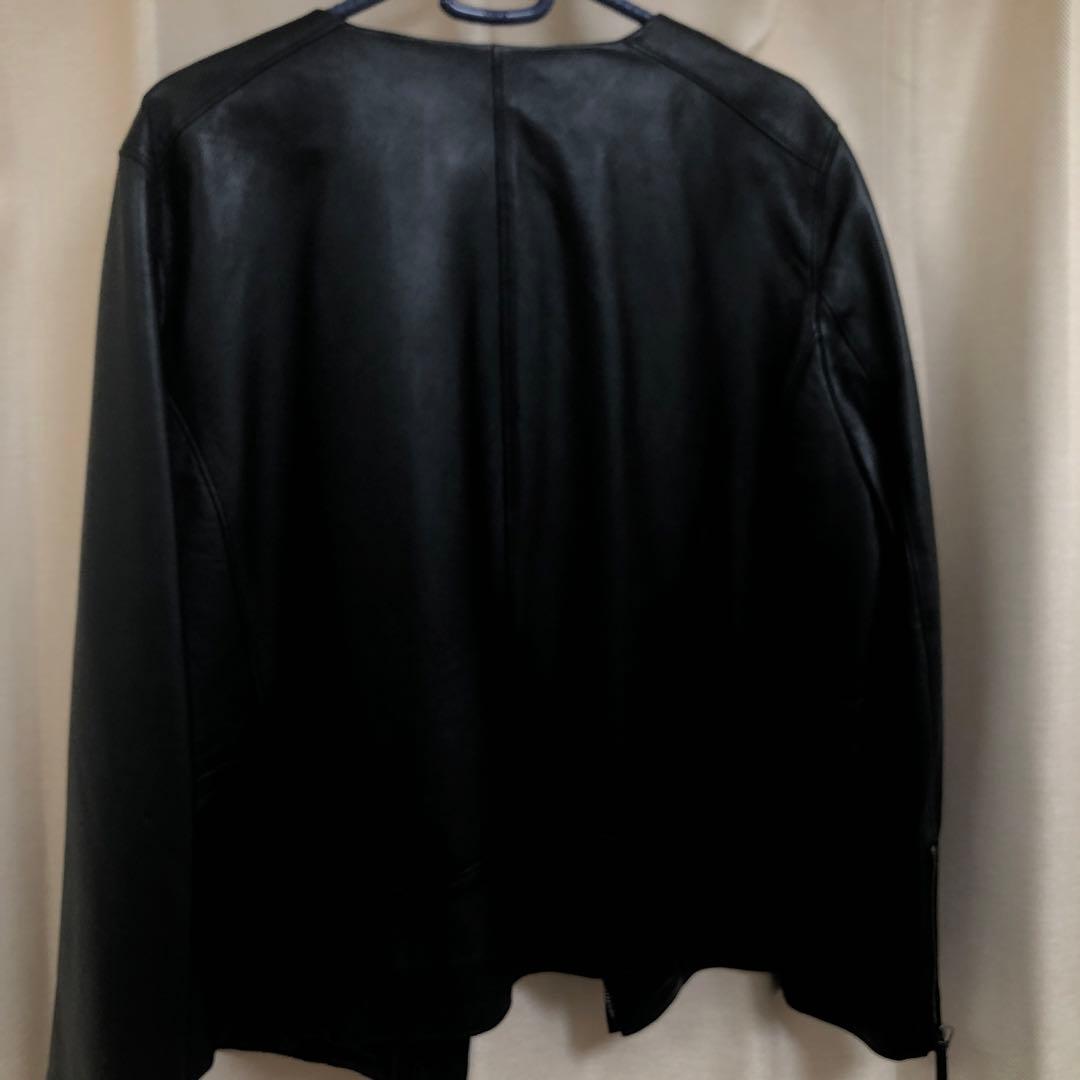 極美品❣️大きいサイズ本革（羊）ノーカラージャケット