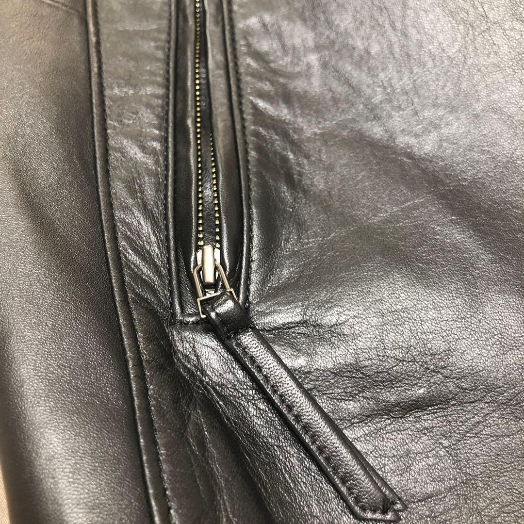 極美品❣️大きいサイズ本革（羊）ノーカラージャケット