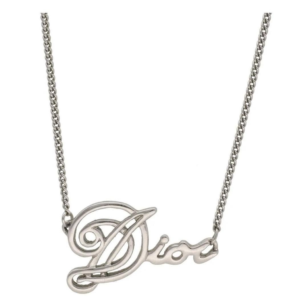 超美品】Christian Dior シルバー Dior筆記体ロゴ ネックレス - メルカリ