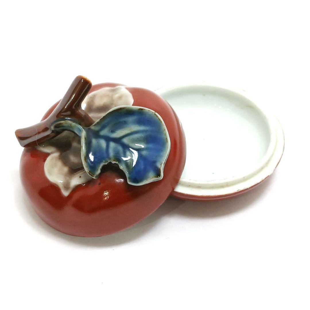 Y3117-2 酒井田柿右衛門 染錦柿形 香合 角福印 箱