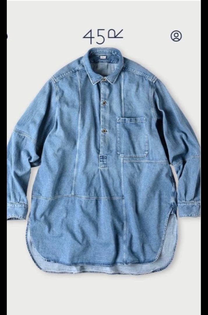 【週末限定価格】45R 908パッチワークグランパブルシャツ(淡) 45Rリネンの908グランパプルシャツ（45草染）: WOMEN｜45R