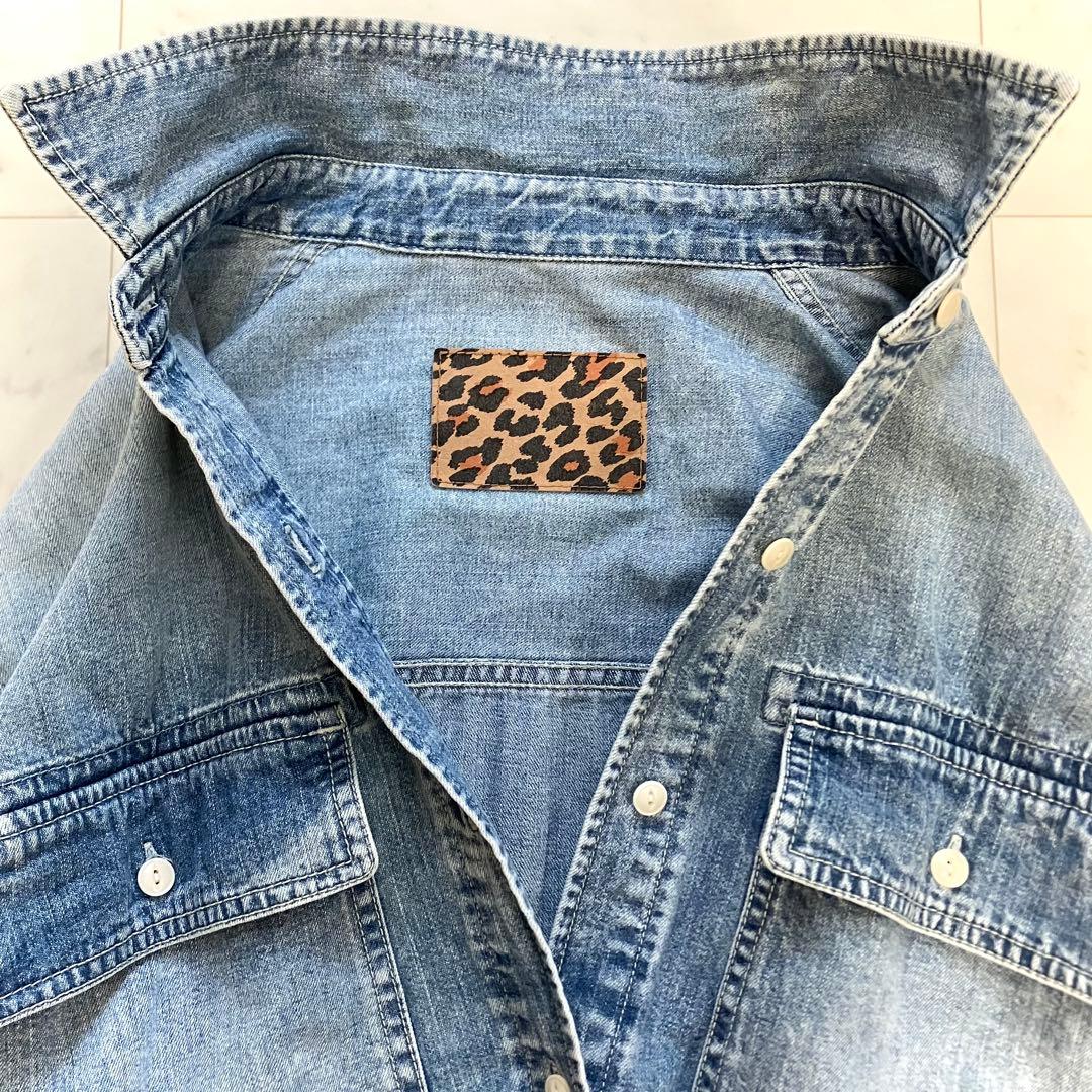 美品 ウィムガゼット ケミカルデニムビッグシャツ ライトブルー - メルカリ