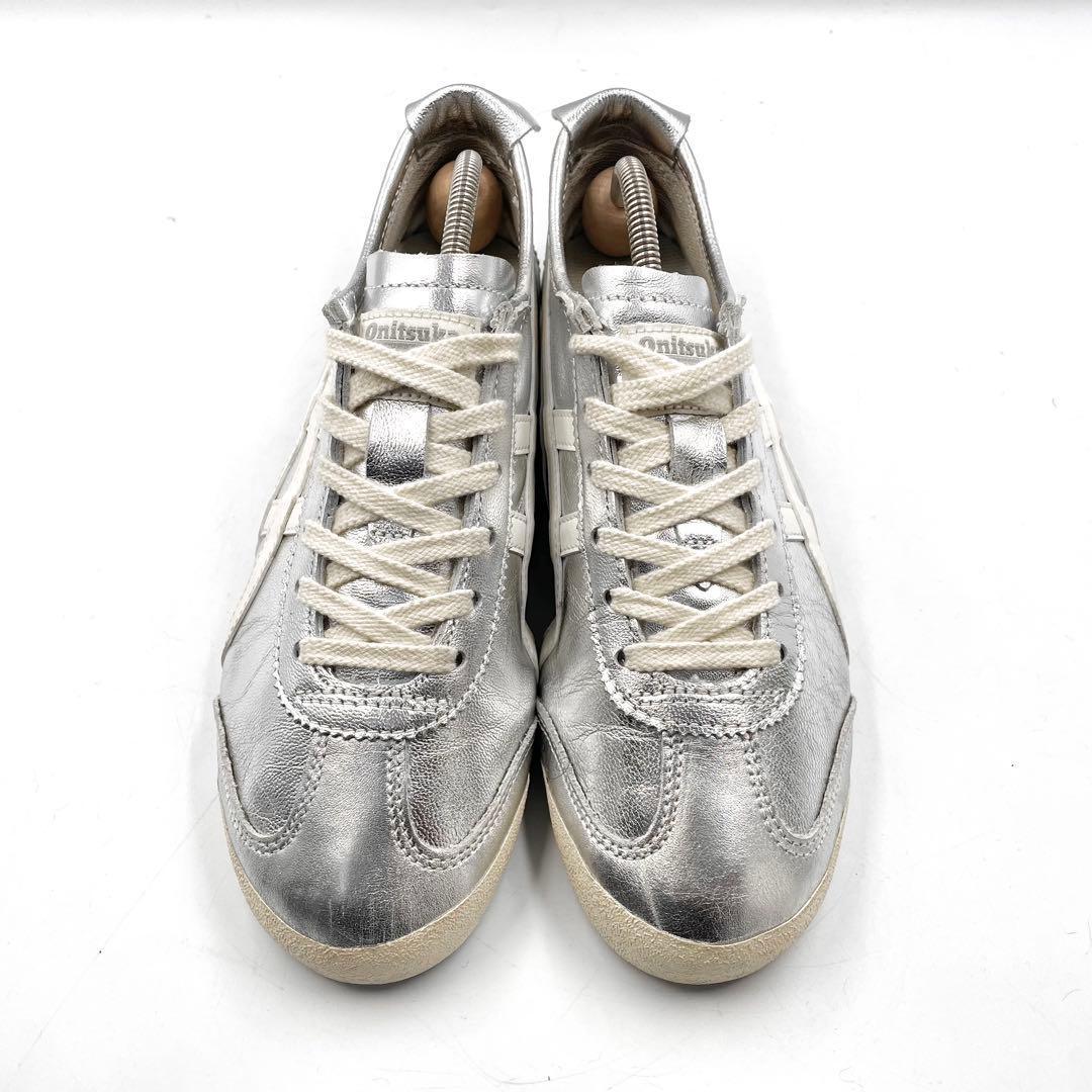 《未使用級》オニツカタイガー メキシコ66 スニーカー 銀 25.0cm 箱あり