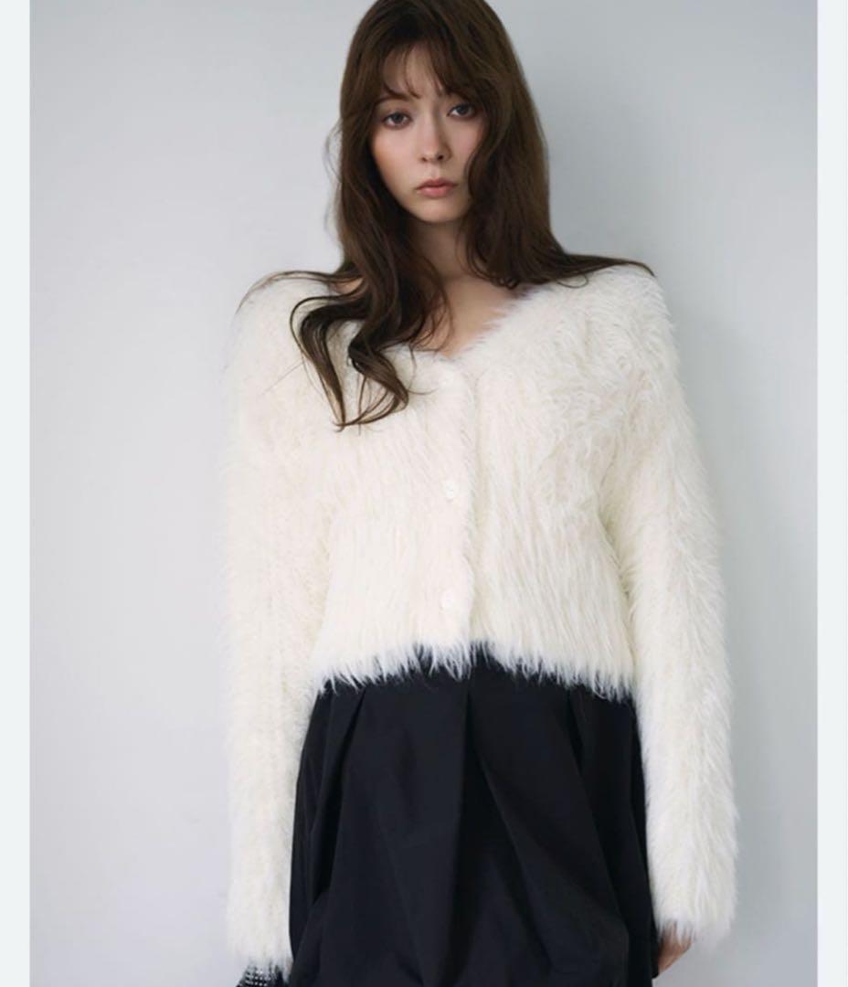 【新品未使用】FRAY I.Dフレイアイディーフィルムシャギーニットカーディガン 新作！フィルムシャギーニットカーディガン | FRAY I.D | ショップ