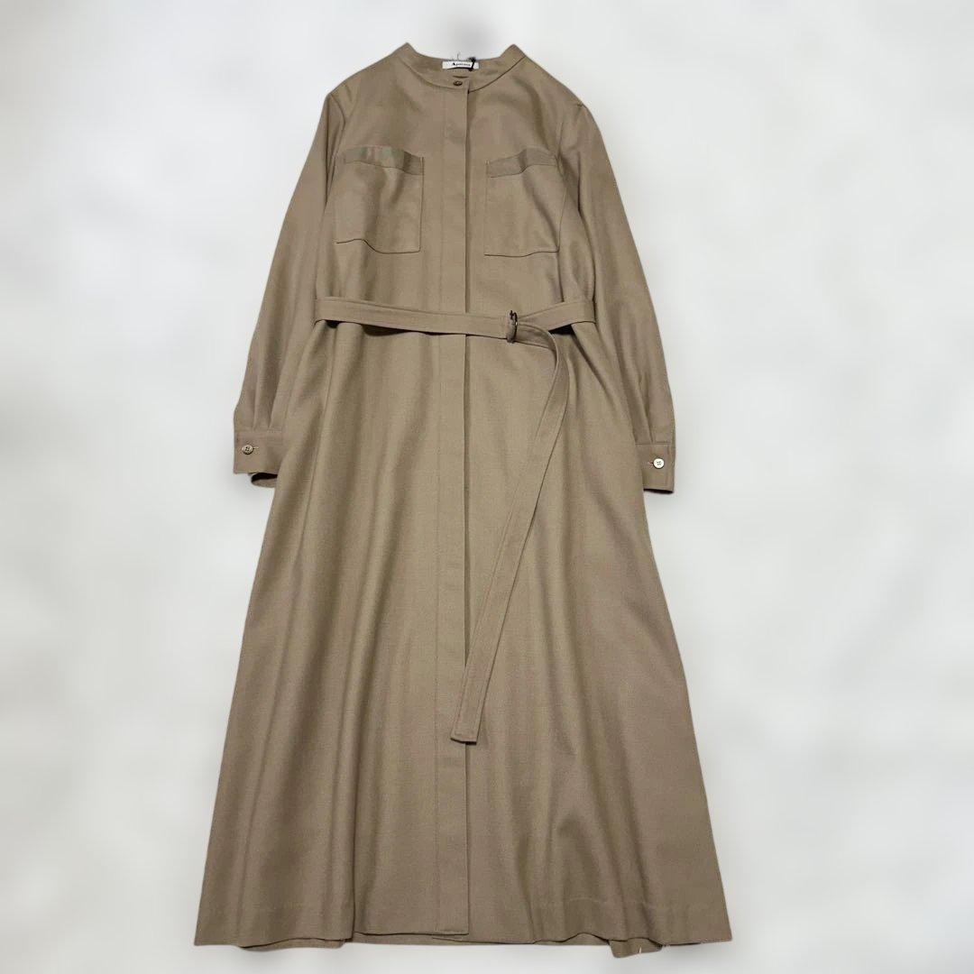 ✨未使用級✨Aquascutum スタンドカラーウールシャツワンピース ベルト付 ✨未使用級✨Aquascutum スタンドカラーウールシャツワンピース ベルト