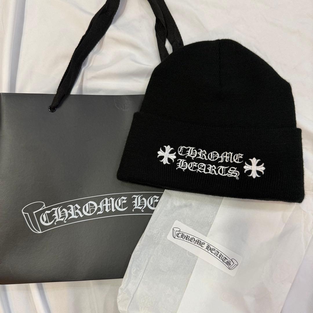 クロムハーツ Logo Beanie Black ニット帽 ラッピング ビーニー - メルカリ