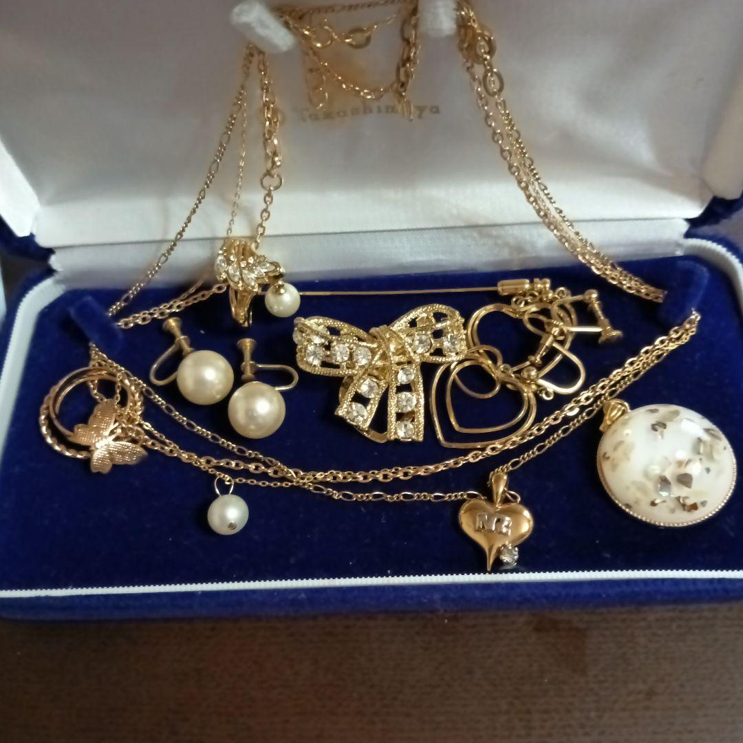 遺品整理アクセサリまとめK18あこや真珠トップSilverネックレス