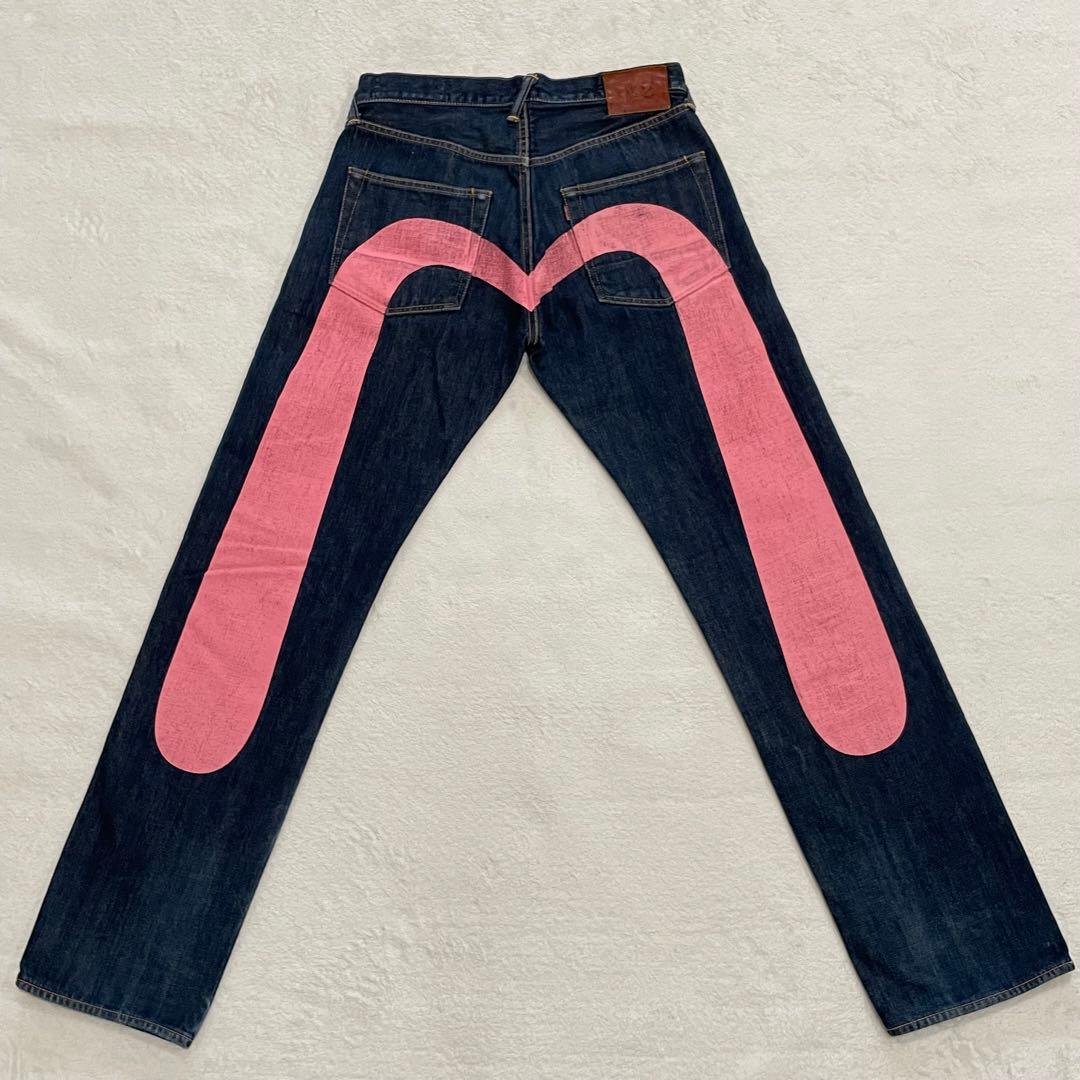 EVISU ジーンズ デニム 濃紺 大黒 ビッグカモメ ピンク サイズ32×35