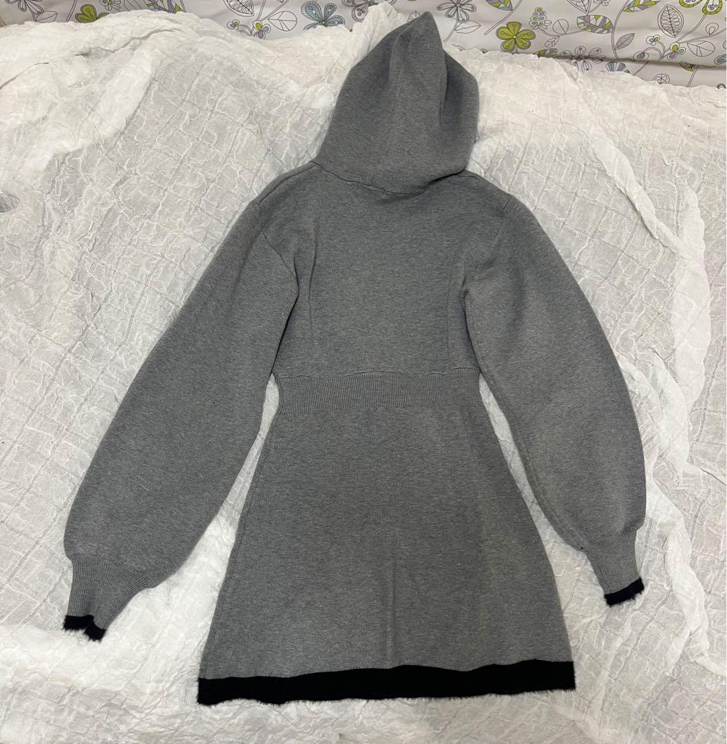 BUBBLES バブルス リボンフーディーニットワンピース ミニワンピ