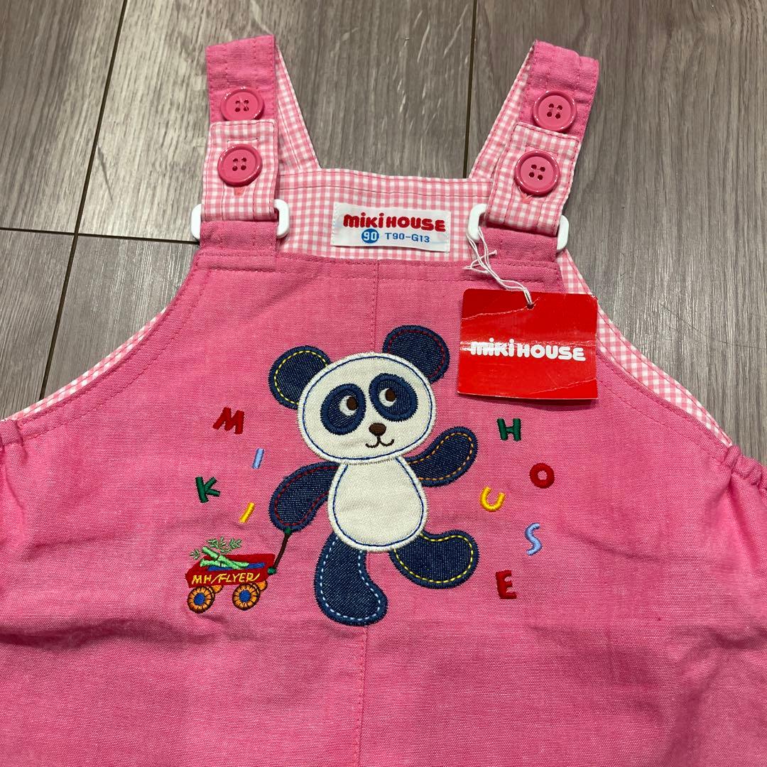 ミキハウス オーバーオール ピンク 90 100 新品 タグ付き日本製