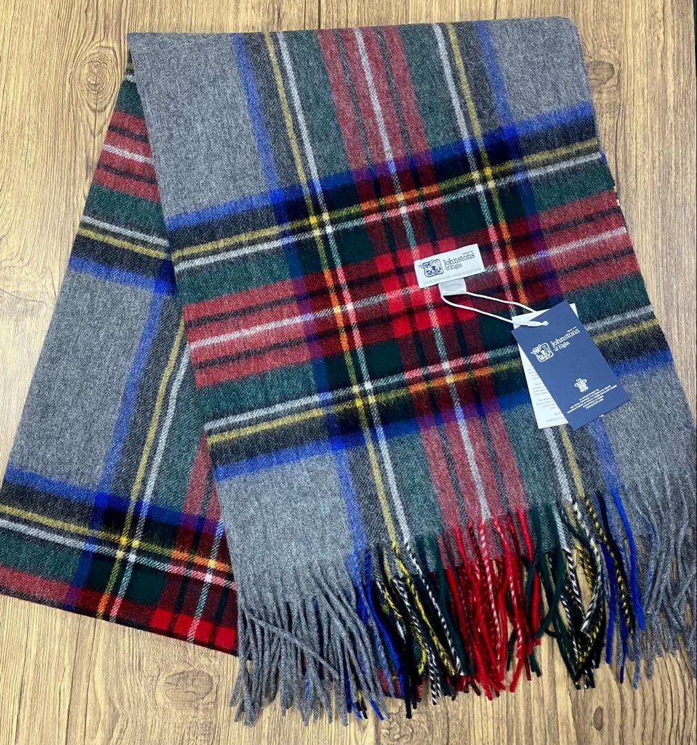 ジョンストンズ オブエルガン カシミヤ100％ 大判 ストール チェック