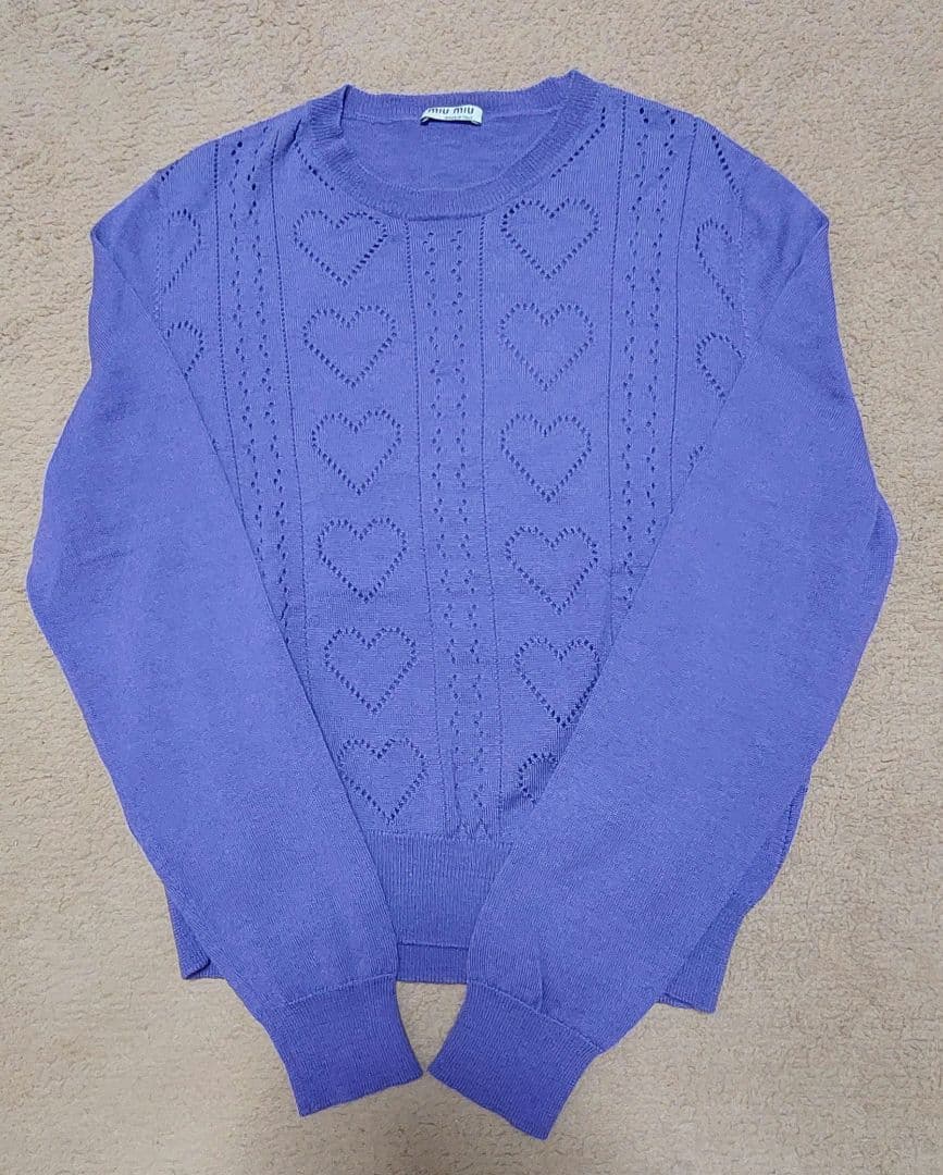 MIU MIU　44サイズ　ハートニット Miu Miu 2015 Sweater Heart Crop FR38 Hearts Openwork Pink Cashmere