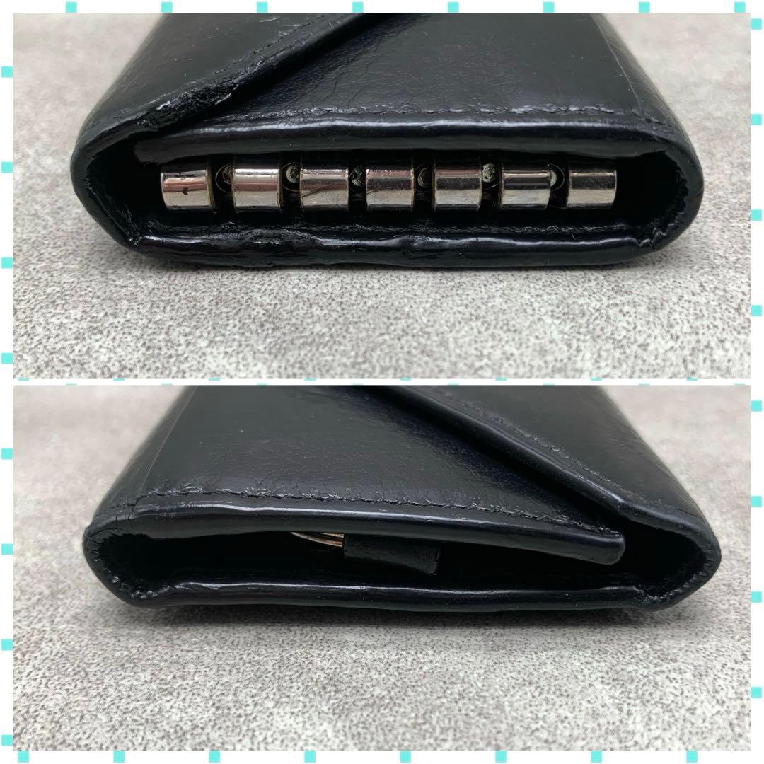 BALENCIAGA ペーパー 6連 キーケース キーリング ブラック ロゴ刻印