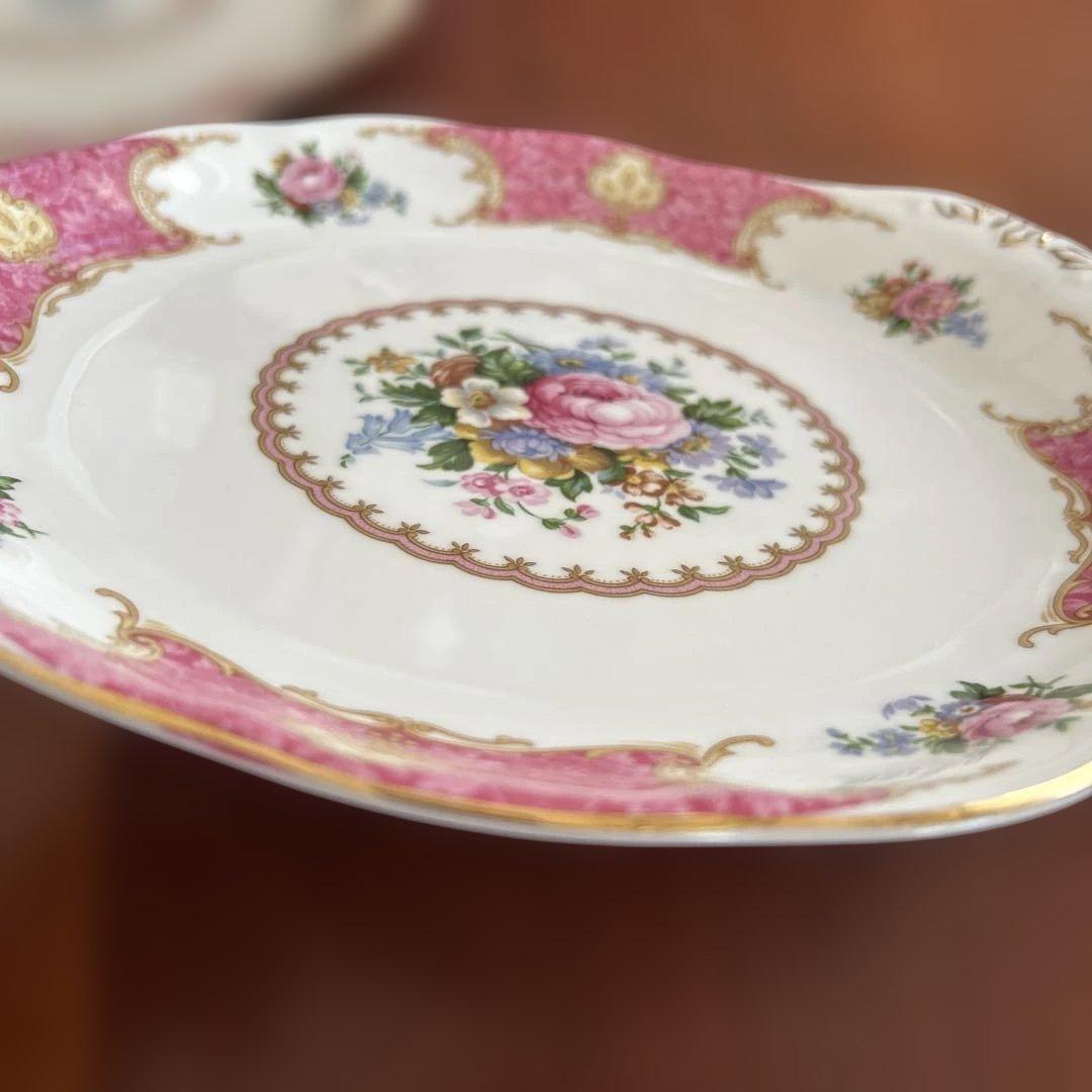 ロイヤルアルバート レディカーライル ピンク花柄 ケーキ皿 大2枚&小5枚