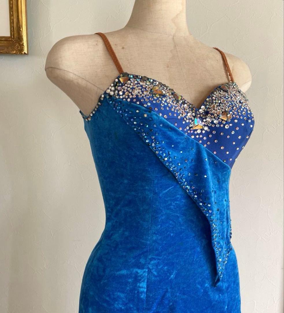 ❤︎ラテン【社交ダンス用ドレス】青いビーズ装飾ドレス - メルカリ