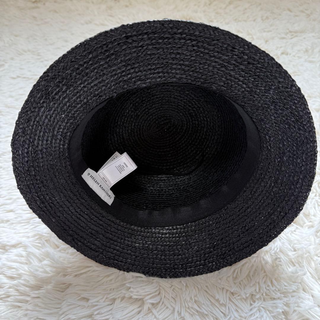 極美品】ヘレンカミンスキー VALENCE 6 ラフィアハット黒 つば広 夏