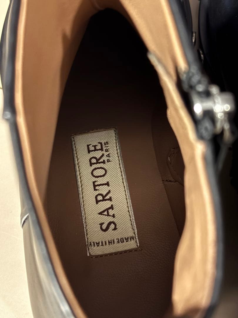 美品/1度のみ使用】SARTORE スタッズ付き本革アンクルブーツ 37.5