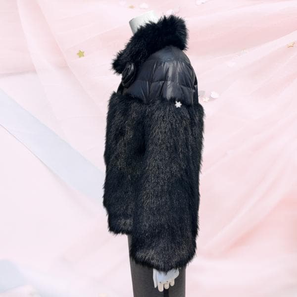 フェイク ファー ダウン ジャケット 大人可愛い スーパービューティ 黒