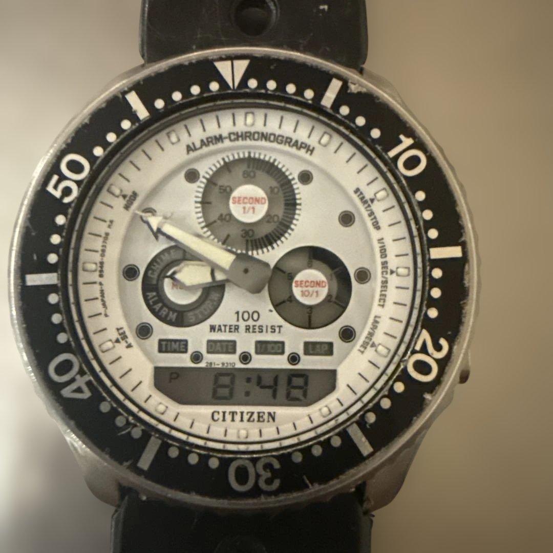 CITIZEN アナデジ　ジェットダイバー　80s レア　ホワイト Yahoo!オークション -「8946」(シチズン) (さ行)の落札相場・落札価格
