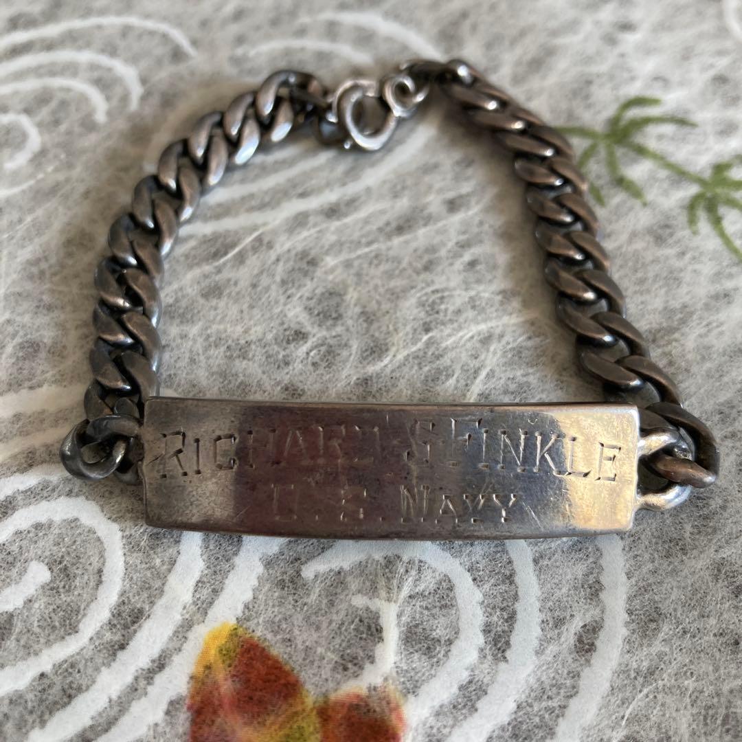 1940's US NAVY IDブレスレット スウィートハートヴィンテージ 40s 大戦 ヴィンテージ IDブレスレット スウィートハートジュエリー