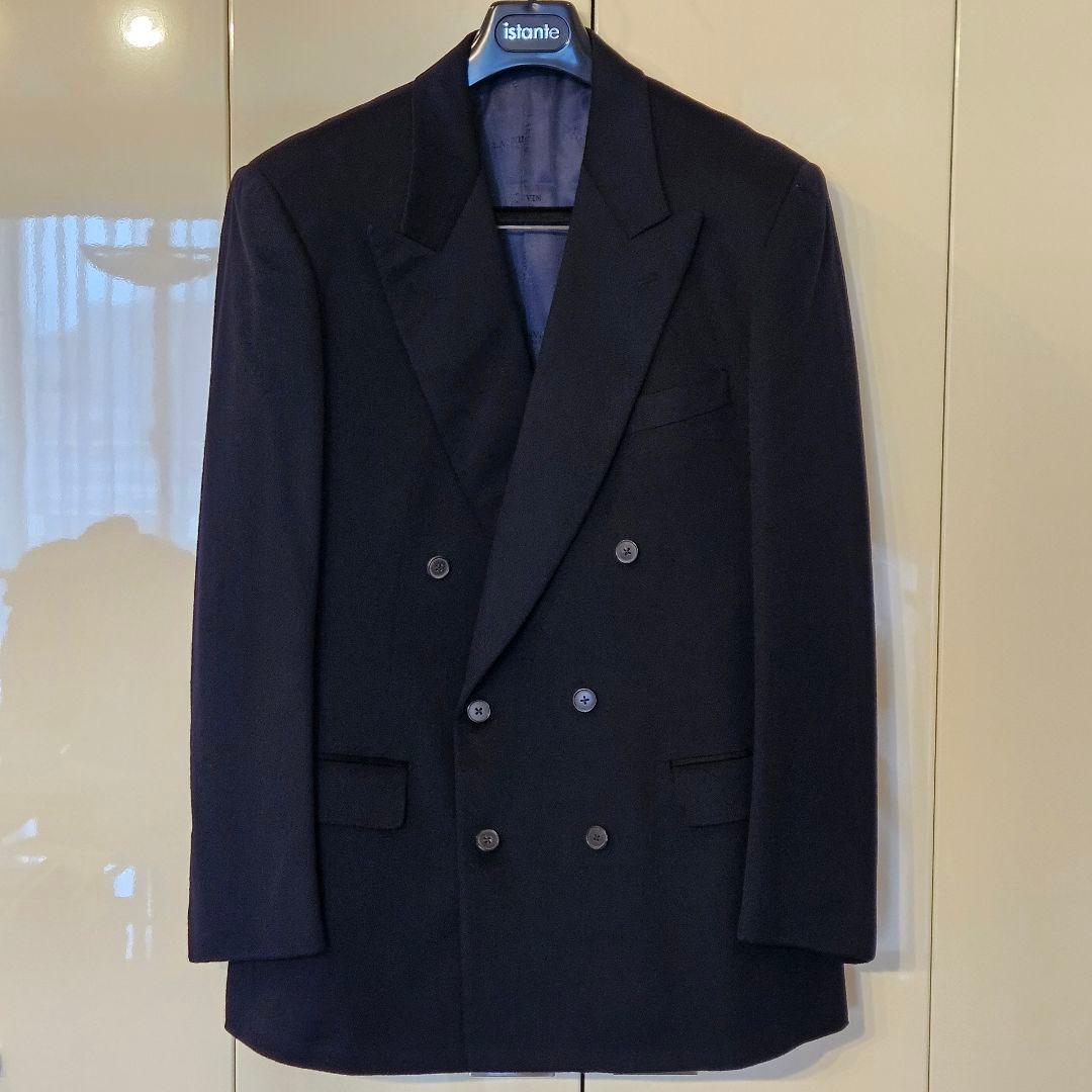 ランバン　カシミア　ダブルテーラードジャケット　濃紺　サイズＬ【美品】 Yahoo!オークション -「カシミヤ ジャケット メンズ」(ランバン) (ら