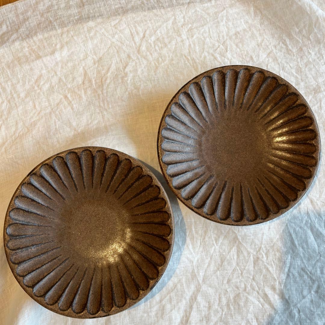小澤基晴 ブロンズ釉 6寸しのぎ(そぎ)皿 2枚セット - メルカリ